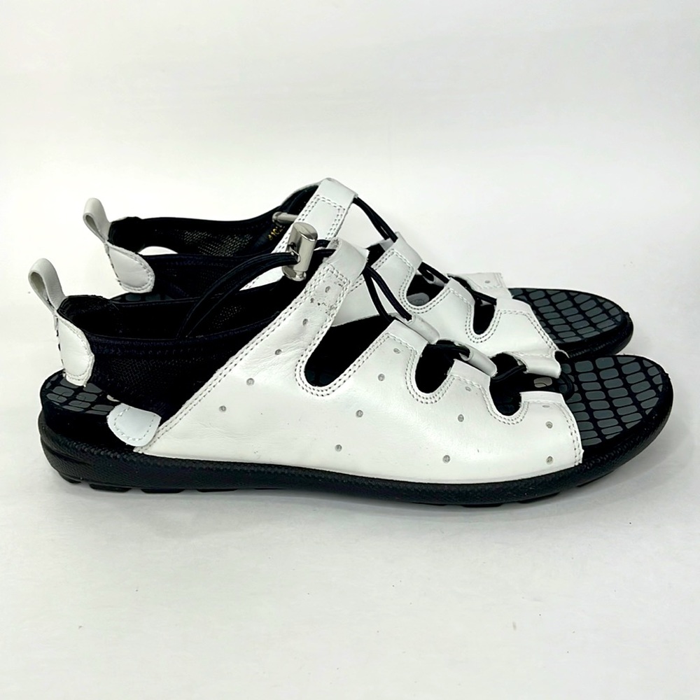 Ecco Jab White/Black Sandals. NWOT. Women’s Sz 41/ 10-10.5. Toggle Speed-lace.…
